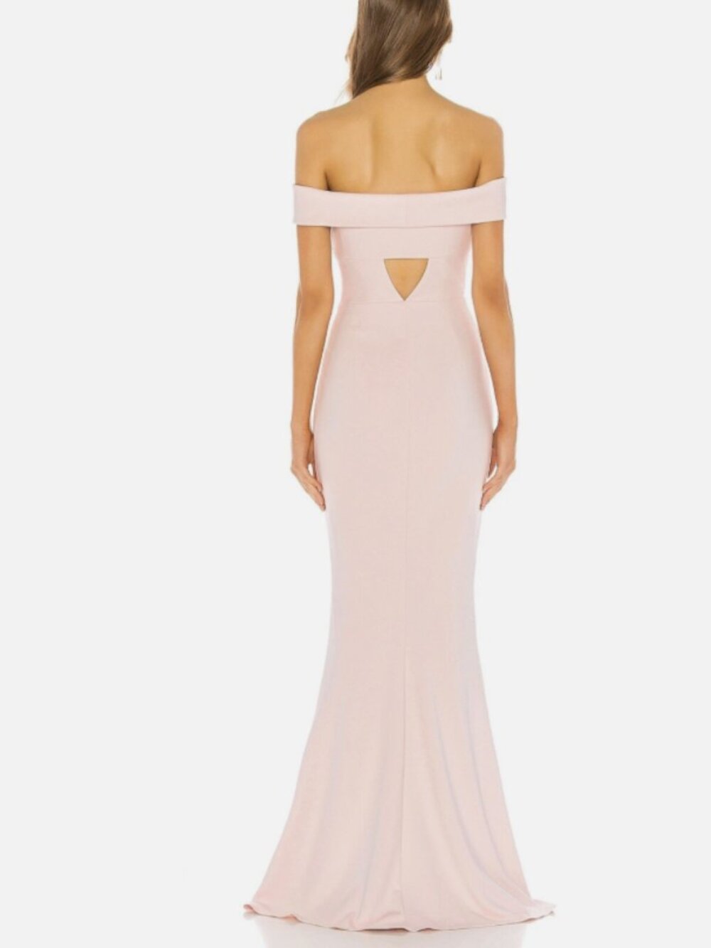 Katie May Legacy Off Shoulder Crepe Mermaid Gown Blush Maxi Dress Size 8 - Picture 2 of 13